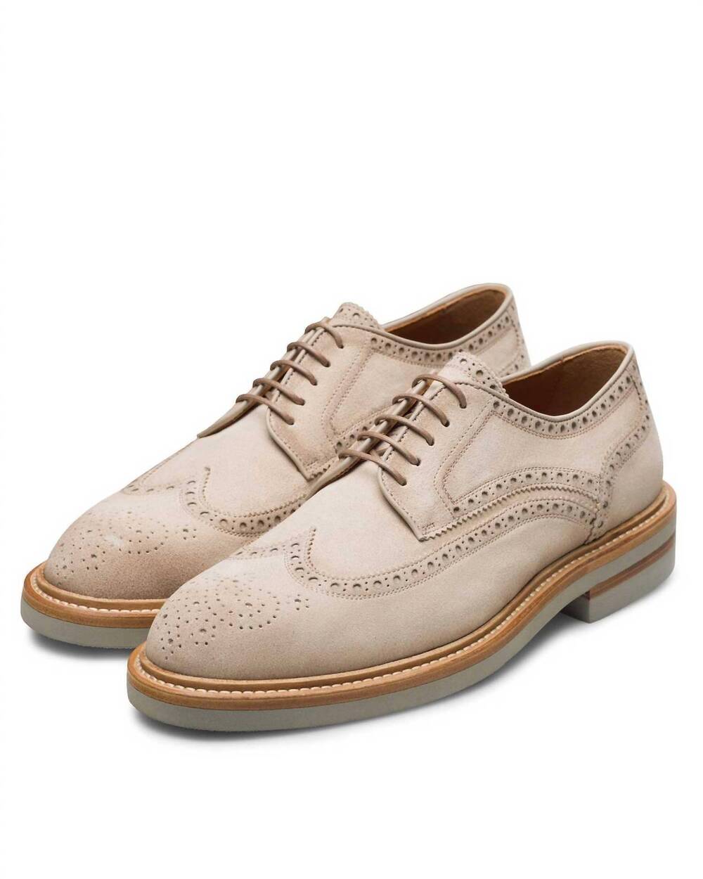 NEW MAGNANNI men's apolo wingtip derby shoes in beige